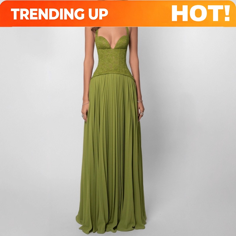 Maxi Dress Halter - Robe longue plissée sexy à col