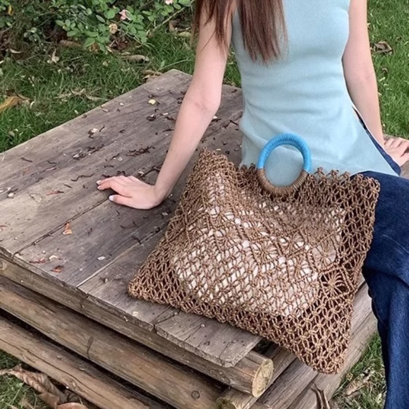Sac fourre-tout en paille tiss - Tote Bag Beach avis et prix