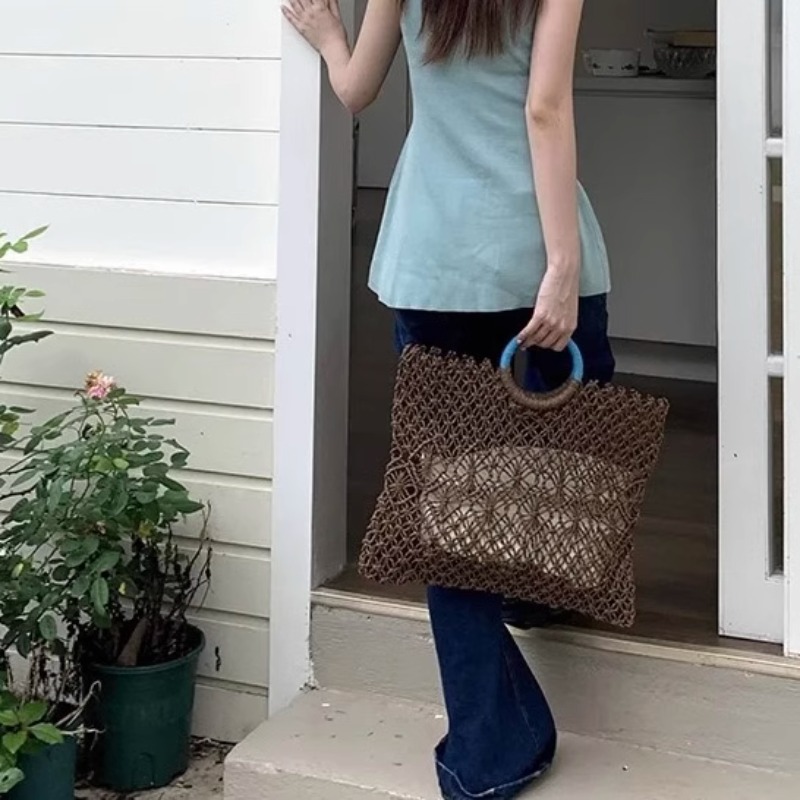 Sac fourre-tout en paille tiss - Tote Bag Beach avis et prix