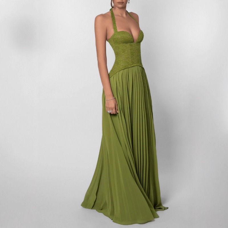 Robe longue plissée sexy à col - Maxi Dress Halter avis et prix